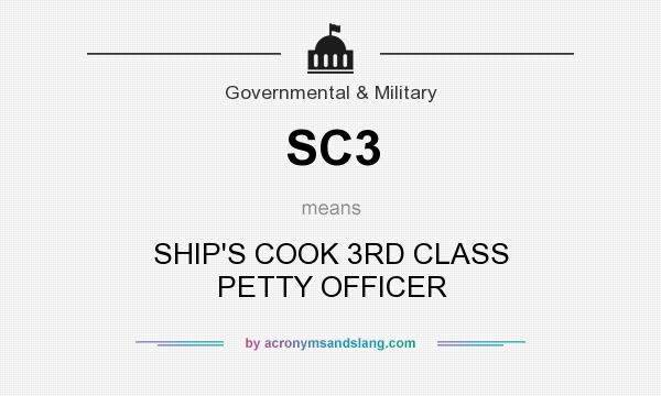 What does SC3 mean? It stands for SHIP`S COOK 3RD CLASS PETTY OFFICER