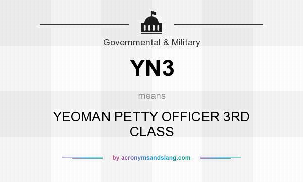 What does YN3 mean? It stands for YEOMAN PETTY OFFICER 3RD CLASS