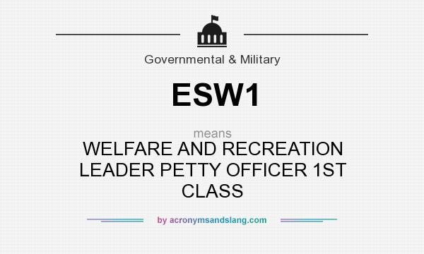What does ESW1 mean? It stands for WELFARE AND RECREATION LEADER PETTY OFFICER 1ST CLASS