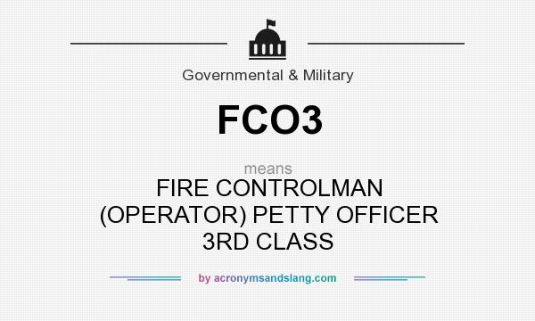 What does FCO3 mean? It stands for FIRE CONTROLMAN (OPERATOR) PETTY OFFICER 3RD CLASS
