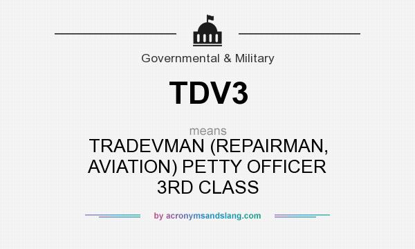 What does TDV3 mean? It stands for TRADEVMAN (REPAIRMAN, AVIATION) PETTY OFFICER 3RD CLASS