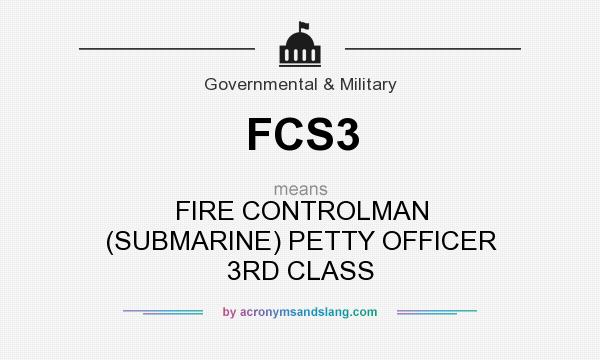 What does FCS3 mean? It stands for FIRE CONTROLMAN (SUBMARINE) PETTY OFFICER 3RD CLASS