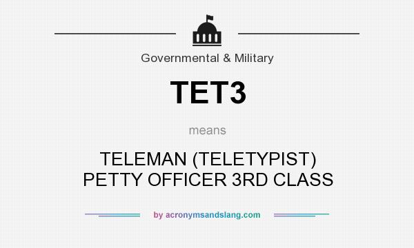 What does TET3 mean? It stands for TELEMAN (TELETYPIST) PETTY OFFICER 3RD CLASS