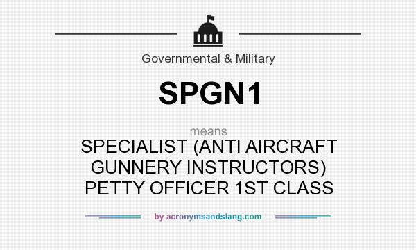 What does SPGN1 mean? It stands for SPECIALIST (ANTI AIRCRAFT GUNNERY INSTRUCTORS) PETTY OFFICER 1ST CLASS
