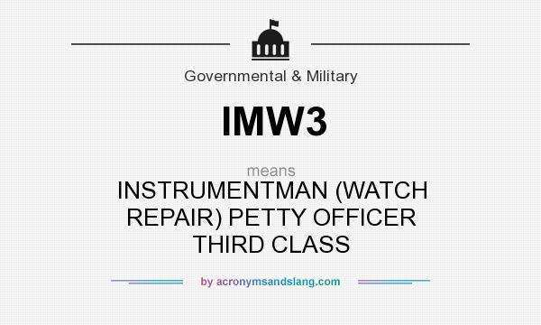 What does IMW3 mean? It stands for INSTRUMENTMAN (WATCH REPAIR) PETTY OFFICER THIRD CLASS