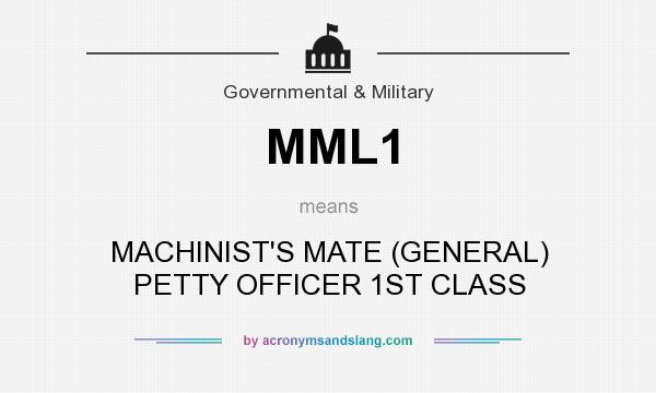 What does MML1 mean? It stands for MACHINIST`S MATE (GENERAL) PETTY OFFICER 1ST CLASS