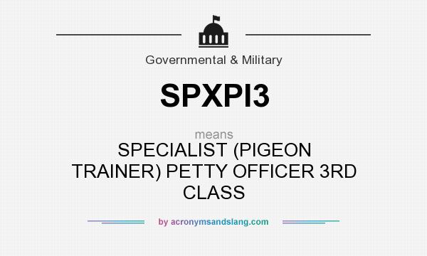 What does SPXPI3 mean? It stands for SPECIALIST (PIGEON TRAINER) PETTY OFFICER 3RD CLASS