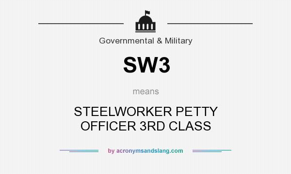 What does SW3 mean? It stands for STEELWORKER PETTY OFFICER 3RD CLASS