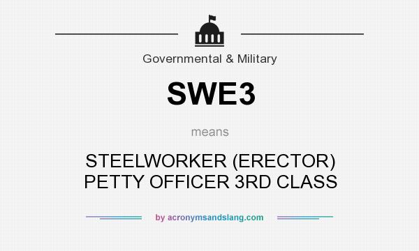 What does SWE3 mean? It stands for STEELWORKER (ERECTOR) PETTY OFFICER 3RD CLASS