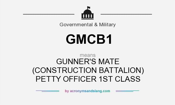 What does GMCB1 mean? It stands for GUNNER`S MATE (CONSTRUCTION BATTALION) PETTY OFFICER 1ST CLASS
