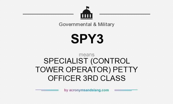 What does SPY3 mean? It stands for SPECIALIST (CONTROL TOWER OPERATOR) PETTY OFFICER 3RD CLASS