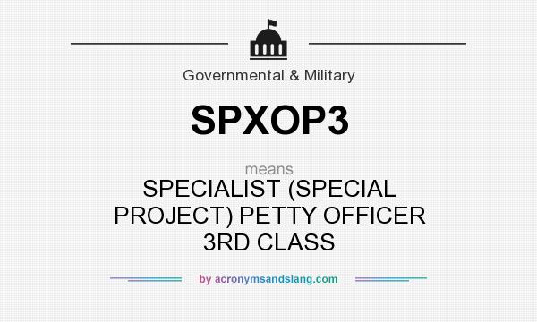 What does SPXOP3 mean? It stands for SPECIALIST (SPECIAL PROJECT) PETTY OFFICER 3RD CLASS