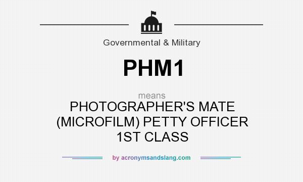 What does PHM1 mean? It stands for PHOTOGRAPHER`S MATE (MICROFILM) PETTY OFFICER 1ST CLASS