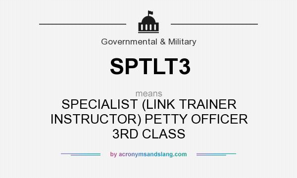 What does SPTLT3 mean? It stands for SPECIALIST (LINK TRAINER INSTRUCTOR) PETTY OFFICER 3RD CLASS