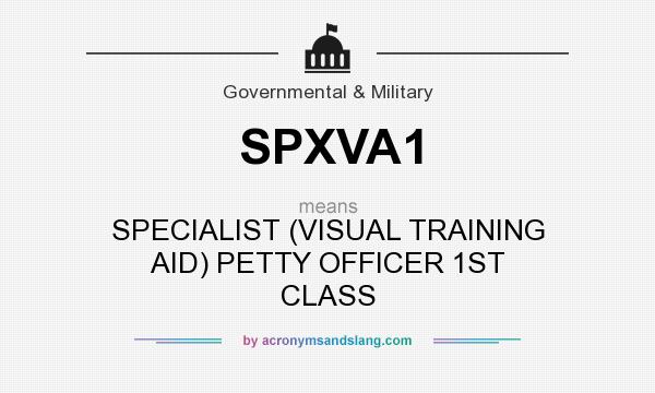 What does SPXVA1 mean? It stands for SPECIALIST (VISUAL TRAINING AID) PETTY OFFICER 1ST CLASS