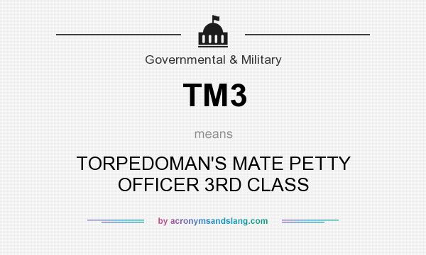 What does TM3 mean? It stands for TORPEDOMAN`S MATE PETTY OFFICER 3RD CLASS