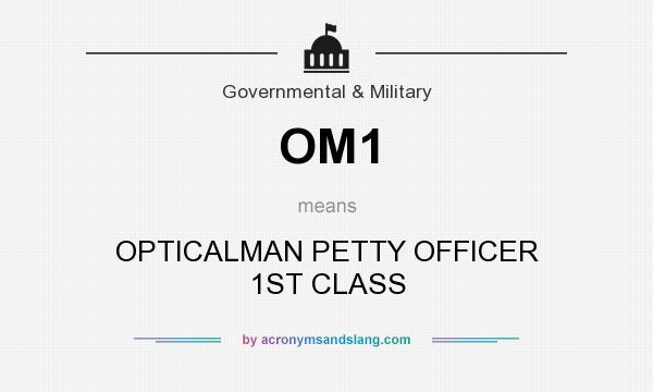 What does OM1 mean? It stands for OPTICALMAN PETTY OFFICER 1ST CLASS