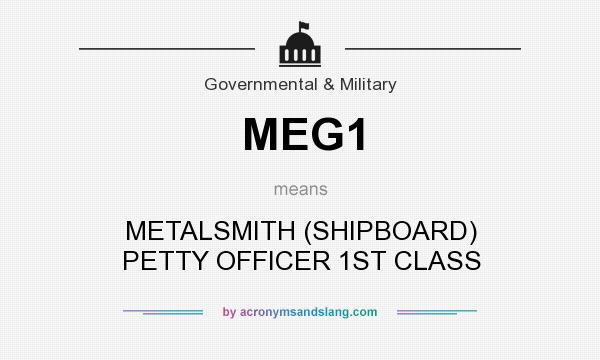 What does MEG1 mean? It stands for METALSMITH (SHIPBOARD) PETTY OFFICER 1ST CLASS
