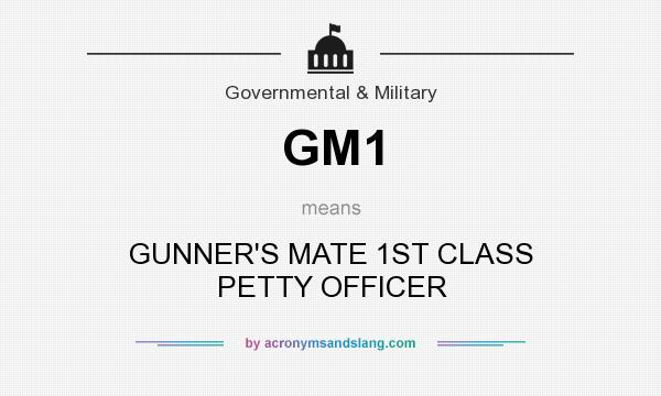 What does GM1 mean? It stands for GUNNER`S MATE 1ST CLASS PETTY OFFICER