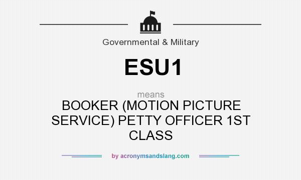 What does ESU1 mean? It stands for BOOKER (MOTION PICTURE SERVICE) PETTY OFFICER 1ST CLASS