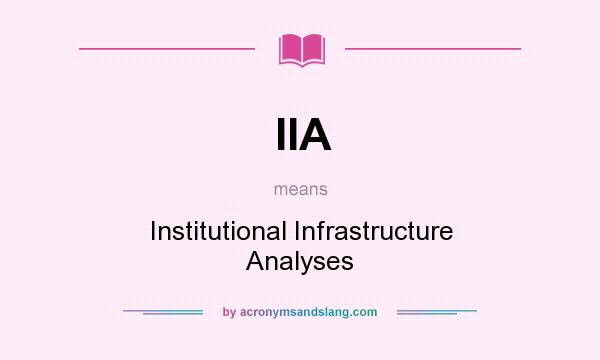 What does IIA mean? It stands for Institutional Infrastructure Analyses