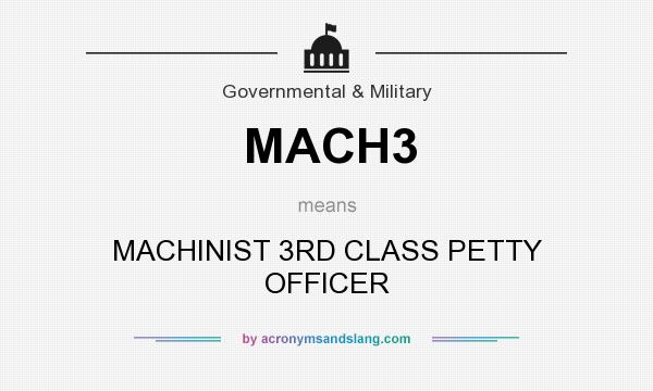 What does MACH3 mean? It stands for MACHINIST 3RD CLASS PETTY OFFICER