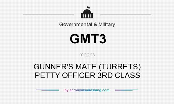 What does GMT3 mean? It stands for GUNNER`S MATE (TURRETS) PETTY OFFICER 3RD CLASS
