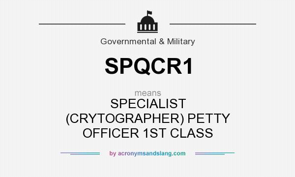 What does SPQCR1 mean? It stands for SPECIALIST (CRYTOGRAPHER) PETTY OFFICER 1ST CLASS