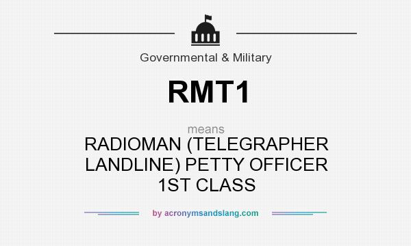 What does RMT1 mean? It stands for RADIOMAN (TELEGRAPHER LANDLINE) PETTY OFFICER 1ST CLASS