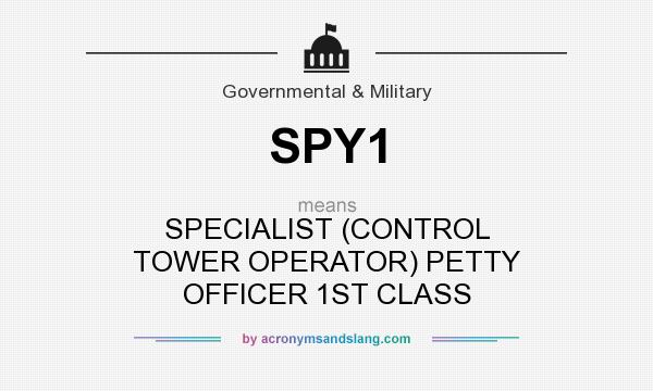 What does SPY1 mean? It stands for SPECIALIST (CONTROL TOWER OPERATOR) PETTY OFFICER 1ST CLASS