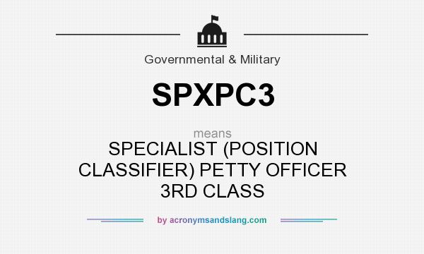What does SPXPC3 mean? It stands for SPECIALIST (POSITION CLASSIFIER) PETTY OFFICER 3RD CLASS
