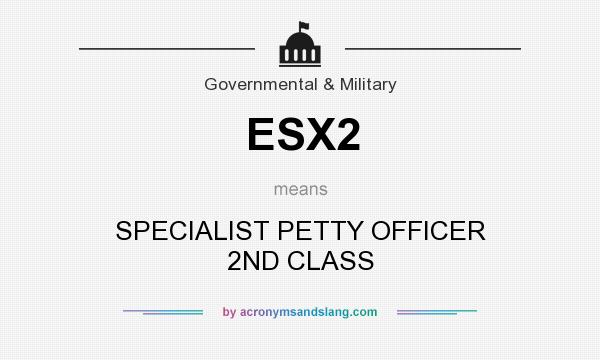 What does ESX2 mean? It stands for SPECIALIST PETTY OFFICER 2ND CLASS