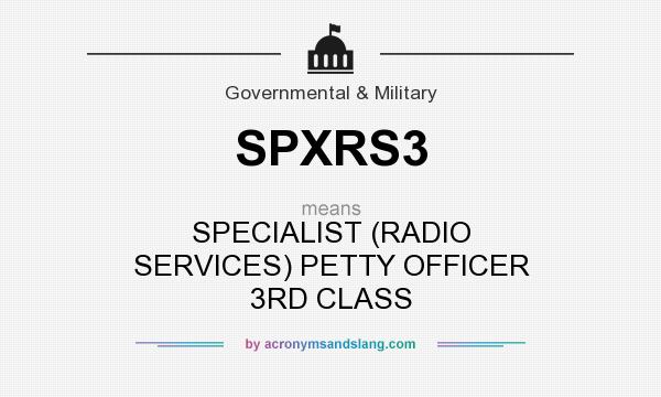 What does SPXRS3 mean? It stands for SPECIALIST (RADIO SERVICES) PETTY OFFICER 3RD CLASS