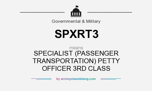 What does SPXRT3 mean? It stands for SPECIALIST (PASSENGER TRANSPORTATION) PETTY OFFICER 3RD CLASS