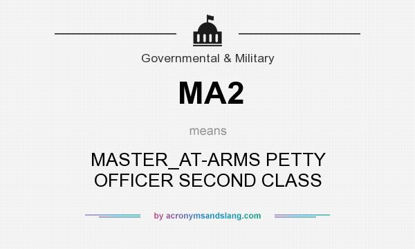 What does MA2 mean? It stands for MASTER_AT-ARMS PETTY OFFICER SECOND CLASS
