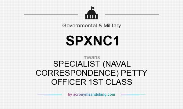 What does SPXNC1 mean? It stands for SPECIALIST (NAVAL CORRESPONDENCE) PETTY OFFICER 1ST CLASS