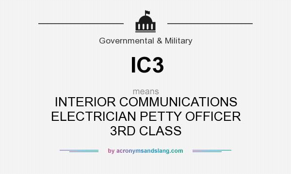 What does IC3 mean? It stands for INTERIOR COMMUNICATIONS ELECTRICIAN PETTY OFFICER 3RD CLASS