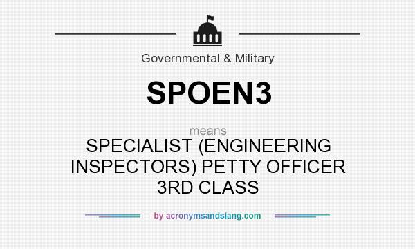 What does SPOEN3 mean? It stands for SPECIALIST (ENGINEERING INSPECTORS) PETTY OFFICER 3RD CLASS