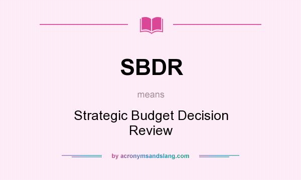 What does SBDR mean? It stands for Strategic Budget Decision Review