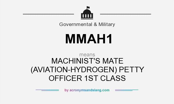 What does MMAH1 mean? It stands for MACHINIST`S MATE (AVIATION-HYDROGEN) PETTY OFFICER 1ST CLASS