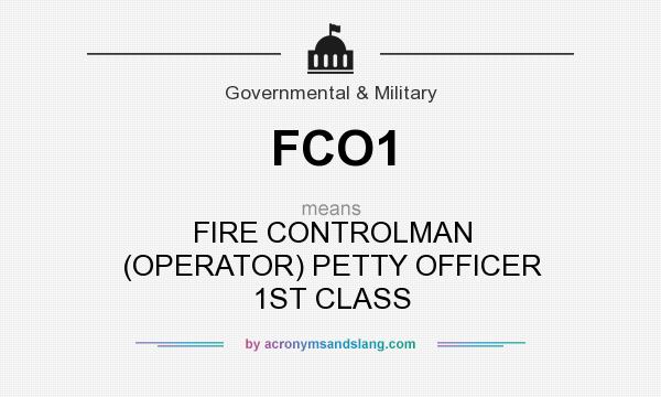 What does FCO1 mean? It stands for FIRE CONTROLMAN (OPERATOR) PETTY OFFICER 1ST CLASS