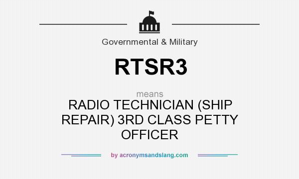 What does RTSR3 mean? It stands for RADIO TECHNICIAN (SHIP REPAIR) 3RD CLASS PETTY OFFICER