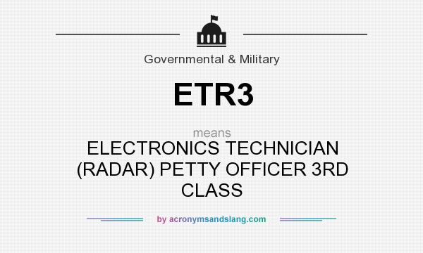 What does ETR3 mean? It stands for ELECTRONICS TECHNICIAN (RADAR) PETTY OFFICER 3RD CLASS