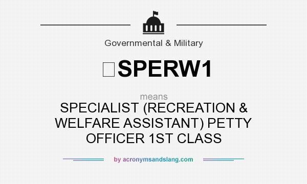 What does SPERW1 mean? It stands for SPECIALIST (RECREATION & WELFARE ASSISTANT) PETTY OFFICER 1ST CLASS