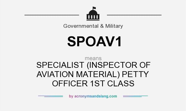 What does SPOAV1 mean? It stands for SPECIALIST (INSPECTOR OF AVIATION MATERIAL) PETTY OFFICER 1ST CLASS