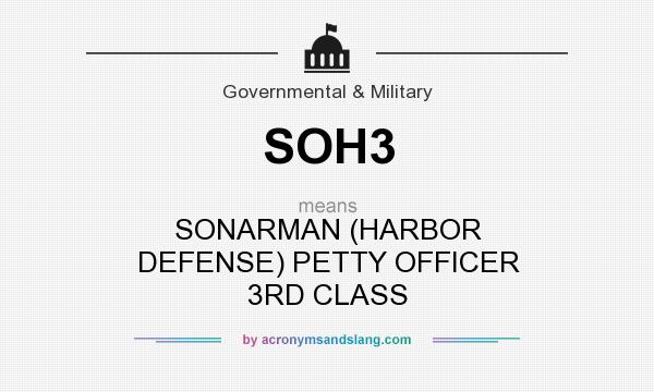 What does SOH3 mean? It stands for SONARMAN (HARBOR DEFENSE) PETTY OFFICER 3RD CLASS