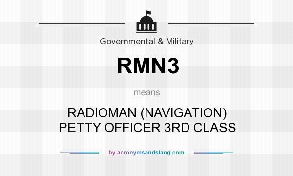 What does RMN3 mean? It stands for RADIOMAN (NAVIGATION) PETTY OFFICER 3RD CLASS