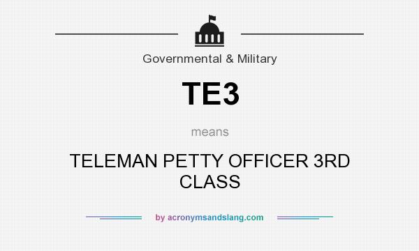 What does TE3 mean? It stands for TELEMAN PETTY OFFICER 3RD CLASS