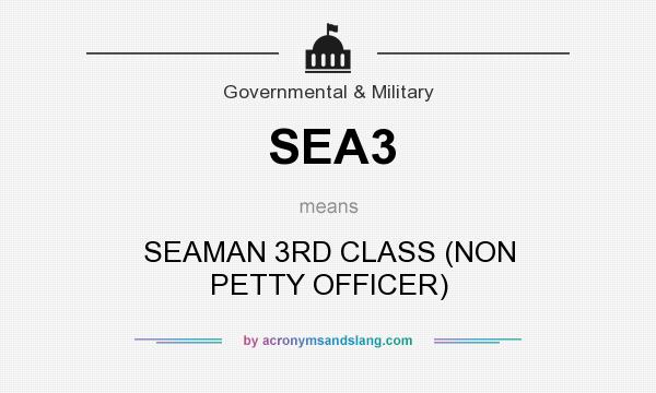 What does SEA3 mean? It stands for SEAMAN 3RD CLASS (NON PETTY OFFICER)