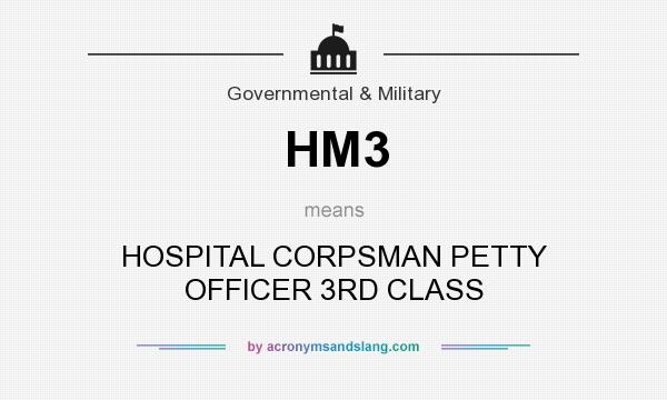 What does HM3 mean? It stands for HOSPITAL CORPSMAN PETTY OFFICER 3RD CLASS